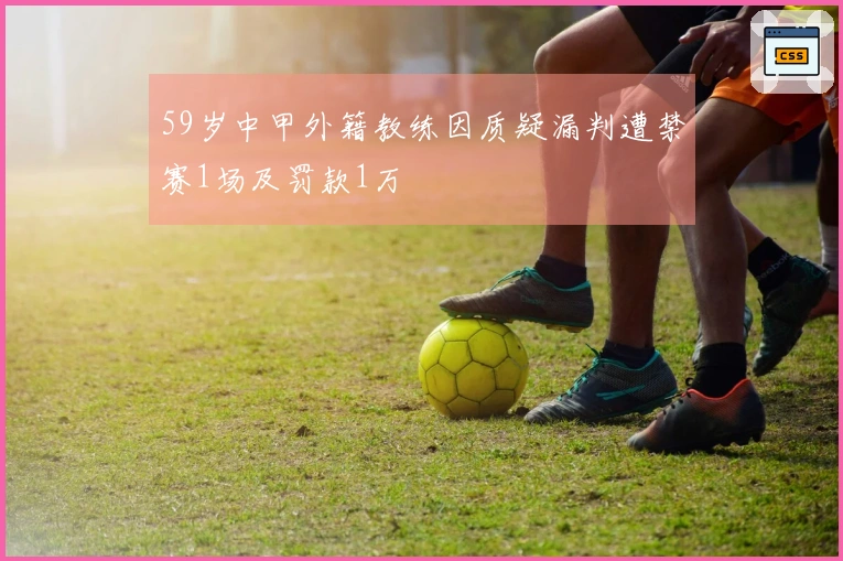 59岁中甲外籍教练因质疑漏判遭禁赛1场及罚款1万